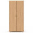 ID MARKET - Armoire 2 portes JULIETTE effet lattes tasseau bois coloris chêne penderie 80 cm avec étagères rangement - vignette
