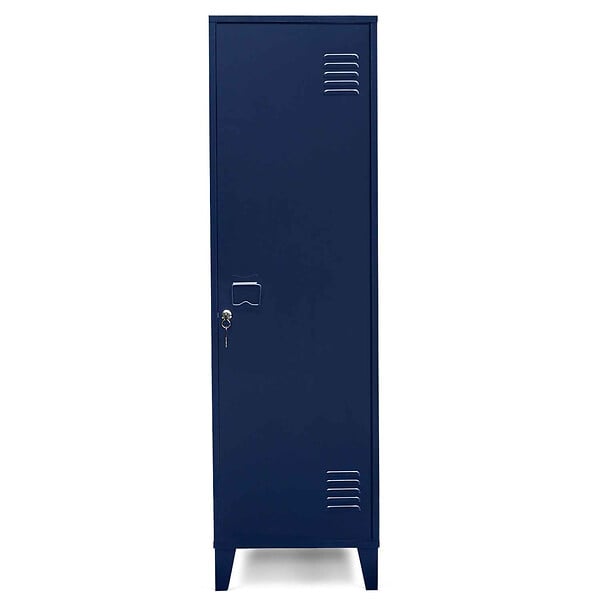 ID MARKET - Armoire vestiaire ESTER 1 porte métal bleu foncé design industriel - large