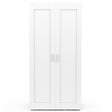 ID MARKET - Armoire 2 portes VITO blanc et bois penderie 80 cm avec étagères rangement maxi capacité - vignette