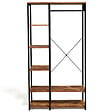 ID MARKET - Dressing penderie étagères L. 90 cm HAWKINS bois foncé design industriel - vignette