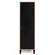ID MARKET - Armoire vestiaire ESTER 1 porte métal noir et contour bois design industriel - vignette
