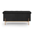 ID MARKET - Banc coffre rangement LOUIS pieds métal doré 100 cm velours noir - vignette