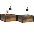 ID MARKET - Lot de 2 tables de chevet murales HAWKINS étagère suspendue design industriel - vignette