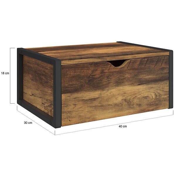 ID MARKET - Lot de 2 tables de chevet murales HAWKINS étagère suspendue design industriel - large