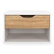 ID MARKET - Lot de 2 tables de chevet murales CATHY 1 tiroir avec niche façon hêtre et blanc - vignette