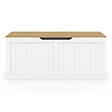 ID MARKET - Banc coffre rangement 100 cm LEON bois et blanc - vignette