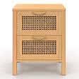 ID MARKET - Lot de 2 tables de chevet EDHEN 2 tiroirs cannage et bois - vignette