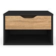 ID MARKET - Lot de 2 tables de chevet murales CATHY 1 tiroir avec niche façon hêtre et noir - vignette