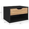 ID MARKET - Lot de 2 tables de chevet murales CATHY 1 tiroir avec niche façon hêtre et noir - vignette