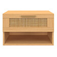 ID MARKET - Lot de 2 tables de chevet murales ROBERT 1 tiroir avec niche effet naturel cannage et bois - vignette