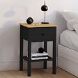 ID MARKET - Lot de 2 tables de chevet ACHILLE 1 tiroir et 1 tablette noir et bois - vignette