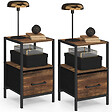 ID MARKET - Lot de 2 tables de chevet UTAH 1 tiroir et 1 niche effet HAWKINS - vignette