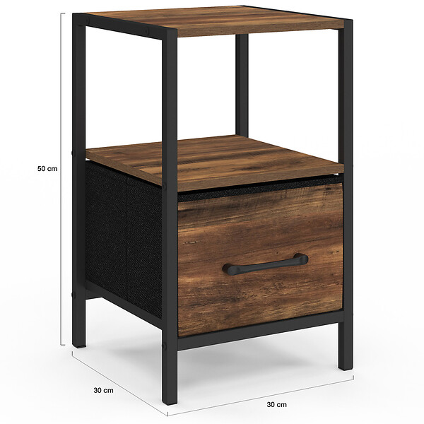 ID MARKET - Lot de 2 tables de chevet UTAH 1 tiroir et 1 niche effet HAWKINS - large