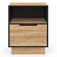 ID MARKET - Lot de 2 tables de chevet OXANA 1 tiroir avec niche façon hêtre et noir - vignette