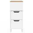 ID MARKET - Lot de 2 tables de chevet étroites ANOUK 2 tiroirs avec niche latérale réversible blanc et bois - vignette