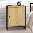 ID MARKET - Lot de 2 tables de chevet DETROIT 1 porte design industriel - vignette