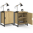 ID MARKET - Lot de 2 tables de chevet DETROIT 1 porte design industriel - vignette