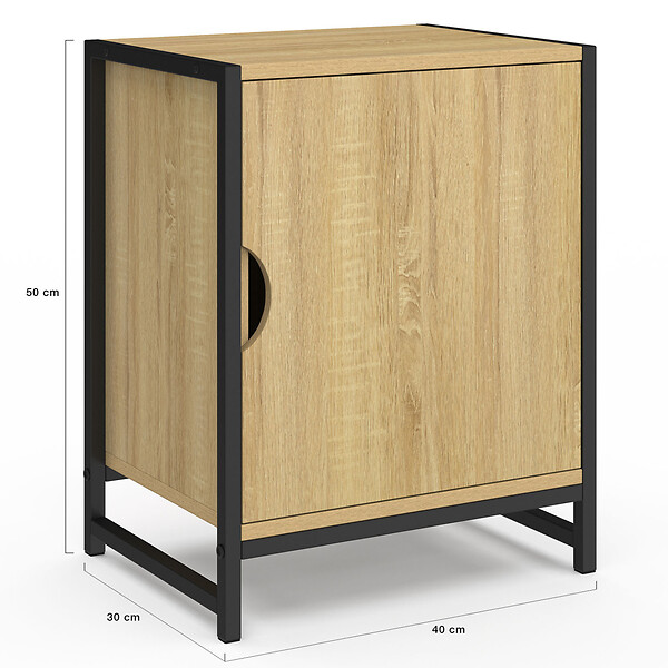 ID MARKET - Lot de 2 tables de chevet DETROIT 1 porte design industriel - large