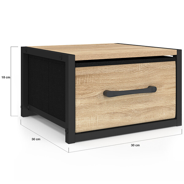 ID MARKET - Lot de 2 tables de chevet murales tiroir en tissu UTAH design industriel - large