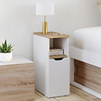 ID MARKET - Lot de 2 tables de chevet étroites ANOUK 1 porte avec niche blanc et bois - vignette