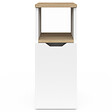 ID MARKET - Lot de 2 tables de chevet étroites ANOUK 1 porte avec niche blanc et bois - vignette