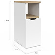ID MARKET - Lot de 2 tables de chevet étroites ANOUK 1 porte avec niche blanc et bois - vignette