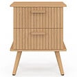 ID MARKET - Lot de 2 tables de chevet JULIETTE 2 tiroirs effet lattes tasseau bois - vignette