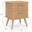 ID MARKET - Lot de 2 tables de chevet JULIETTE 2 tiroirs effet lattes tasseau bois - vignette