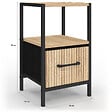 ID MARKET - Lot de 2 tables de chevet UTAH 1 tiroir et 1 niche effet lattes - vignette