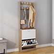 ID MARKET - Vestiaire d'entrée KLARK meuble chaussures 2 portes effet bois et blanc - vignette
