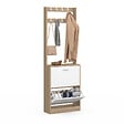 ID MARKET - Vestiaire d'entrée KLARK meuble chaussures 2 portes effet bois et blanc - vignette