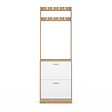 ID MARKET - Vestiaire d'entrée KLARK meuble chaussures 2 portes effet bois et blanc - vignette