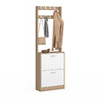 ID MARKET - Vestiaire d'entrée KLARK meuble chaussures 2 portes effet bois et blanc - vignette