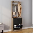 ID MARKET - Vestiaire d'entrée KLARK meuble chaussures 2 portes effet bois et noir - vignette