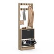 ID MARKET - Vestiaire d'entrée KLARK meuble chaussures 2 portes effet bois et noir - vignette