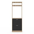 ID MARKET - Vestiaire d'entrée KLARK meuble chaussures 2 portes effet bois et noir - vignette