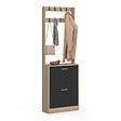 ID MARKET - Vestiaire d'entrée KLARK meuble chaussures 2 portes effet bois et noir - vignette