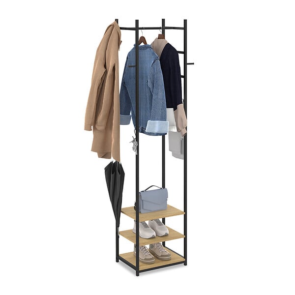 ID MARKET - Vestiaire penderie d'entrée RICO porte-manteau - large