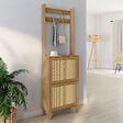 ID MARKET - Vestiaire d'entrée HANAE meuble chaussures 2 portes effet naturel cannage - vignette