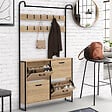 ID MARKET - Vestiaire d'entrée LUIS meuble chaussures 4 portes design industriel - vignette