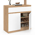 ID MARKET - Armoire à chaussures 12 paires TOMI 2 portes et 1 tiroir façon hêtre et blanc - vignette
