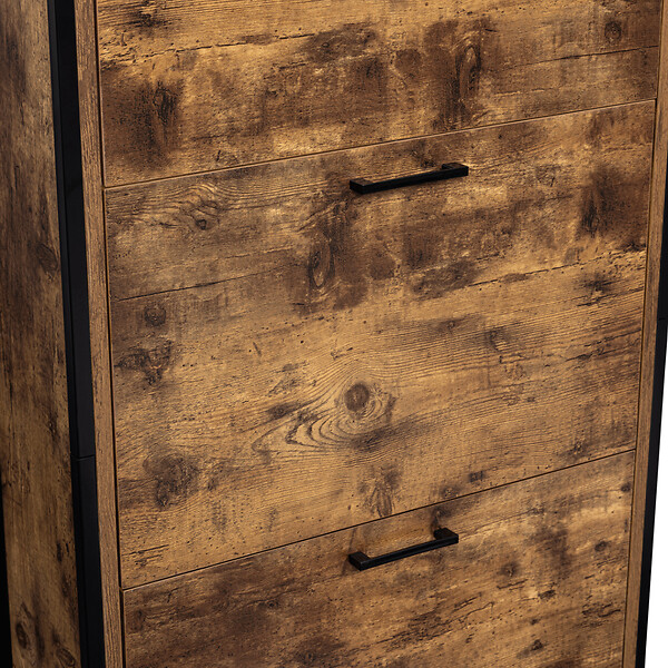 ID MARKET - Meuble à chaussures 18 paires DAYTON 3 portes effet vieilli design industriel - large