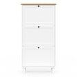 ID MARKET - Meuble à chaussures 18 paires ACHILLE 3 portes blanc et plateau bois - vignette