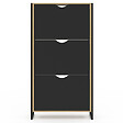 ID MARKET - Meuble à chaussures 18 paires BOSTON 3 portes noires design industriel - vignette
