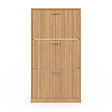 ID MARKET - Meuble à chaussures 18 paires JULIETTE 3 portes lattes tasseau bois coloris chêne - vignette