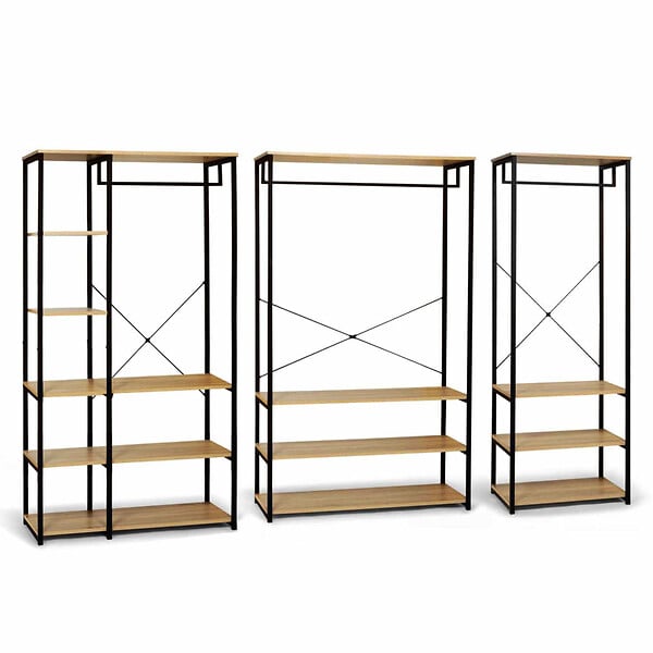 ID MARKET - Dressing modulable XXL grande capacité L. 250 cm DETROIT design industriel - large