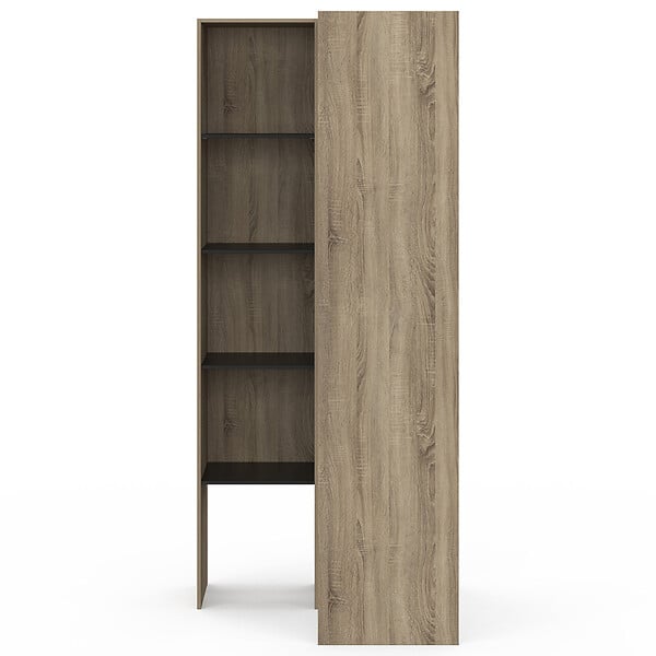 ID MARKET - Dressing d'angle modulable L. 90 / 127 cm MELMAN double penderie + étagères bois et noir - large