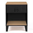 ID MARKET - Lot de 2 tables de chevet ESTER 1 tiroir métal noir avec niche et plateau façon hêtre design industriel - vignette