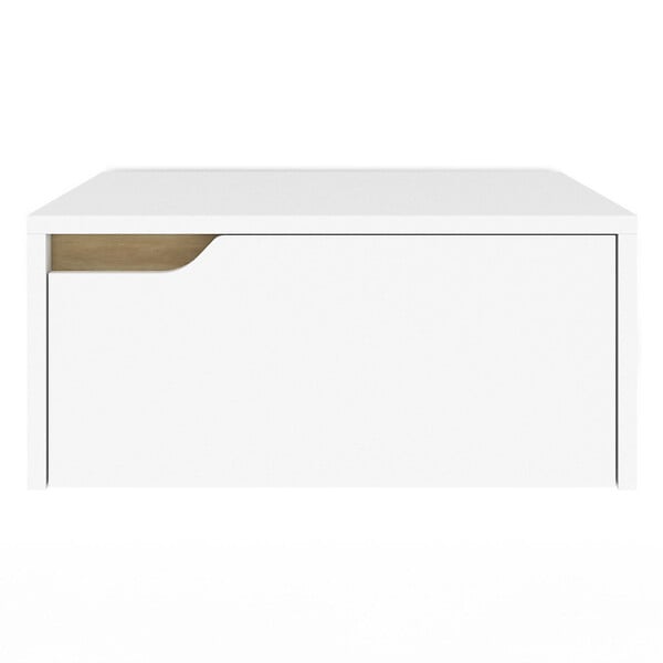 ID MARKET - Lot de 2 tables de chevet murales HELSINKI scandinaves 1 tiroir étagère suspendue blanc - large