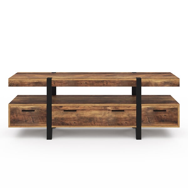 ID MARKET - Meuble TV 140 cm AUSTRIA avec tiroirs bois pieds épingle - large